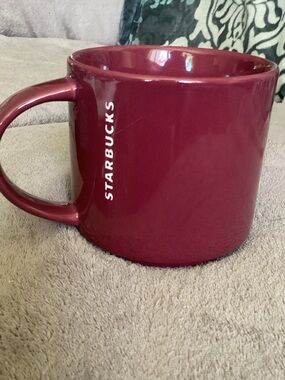 Starbucks Deep Burgundy Ceramic Mug with Vertical Logo
